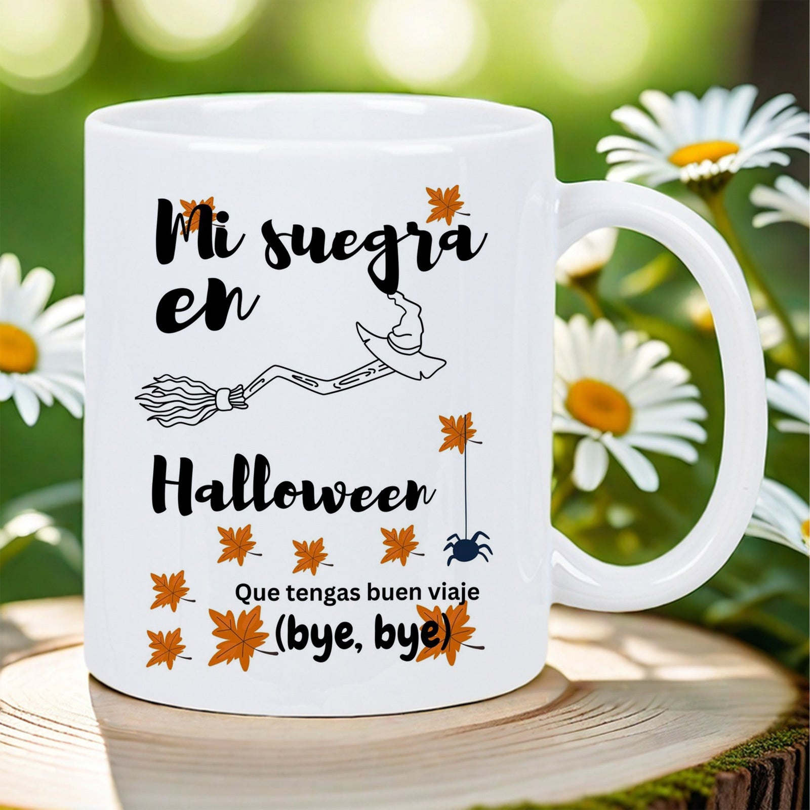 Tailorly White Ceramic 11 oz Mug - mi suegra en halloween funny print