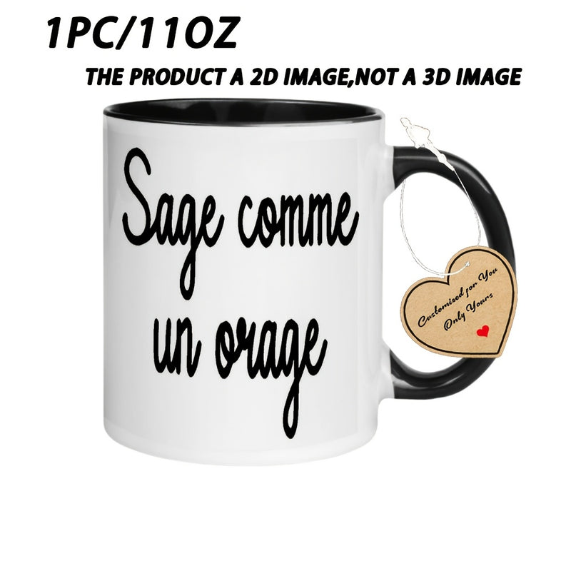 Tailorly Black Accent 11 oz Mug - 1pc Sage Coffee Mug 11oz Ceramic Coffee Cups for Restaurant and Business Water Cups Drinkware Birthday Gifts