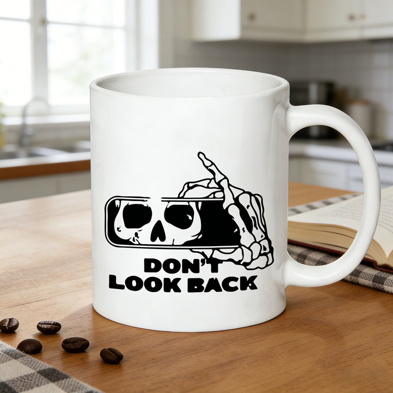 Tailorly White Ceramic 11 oz Mug - skeleton hand holding