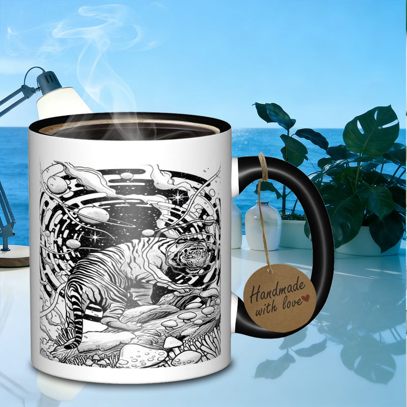 Tailorly Black Accent 11 oz Mug - maze design