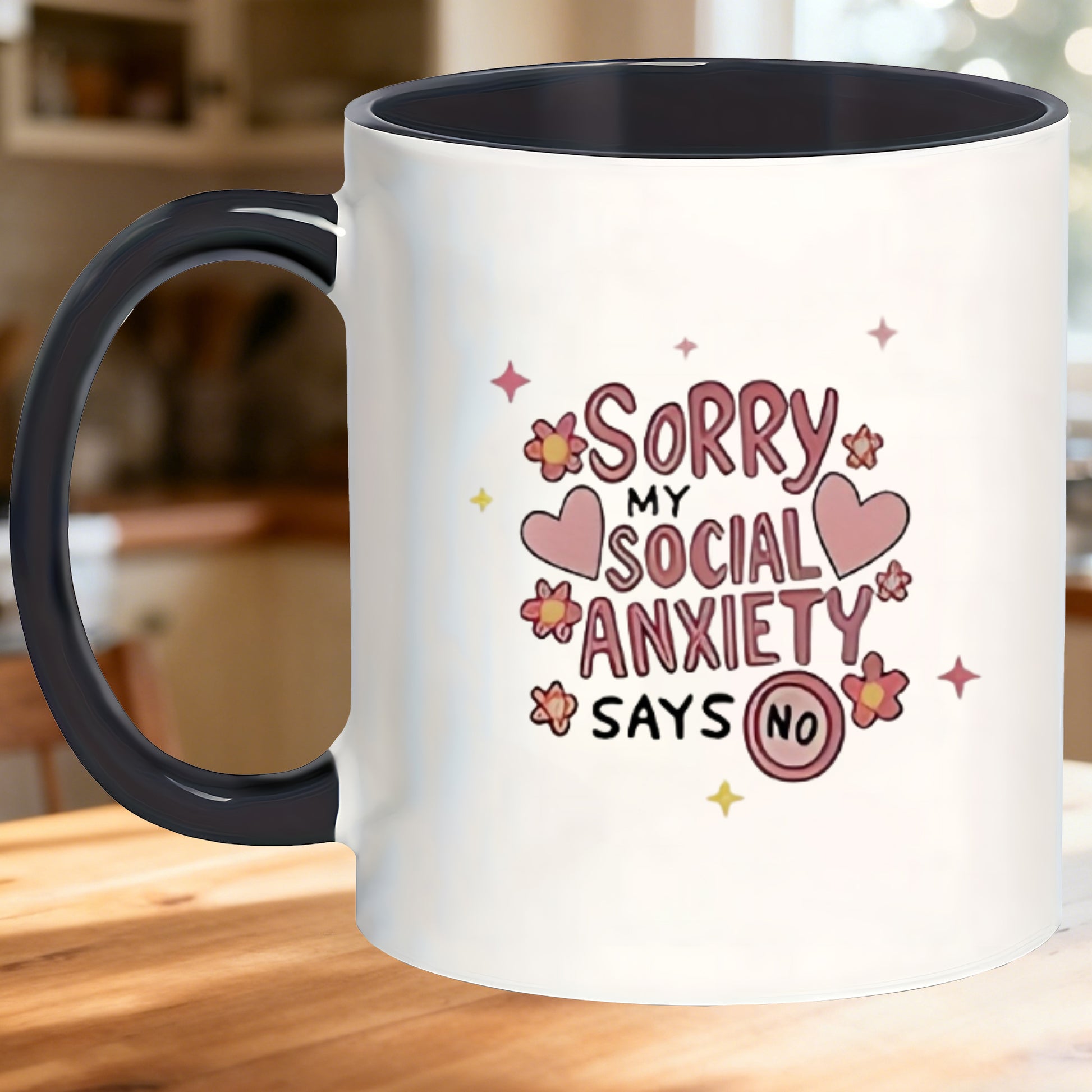 Tailorly Black Accent 11 oz Mug - sorry my no mugs office home use