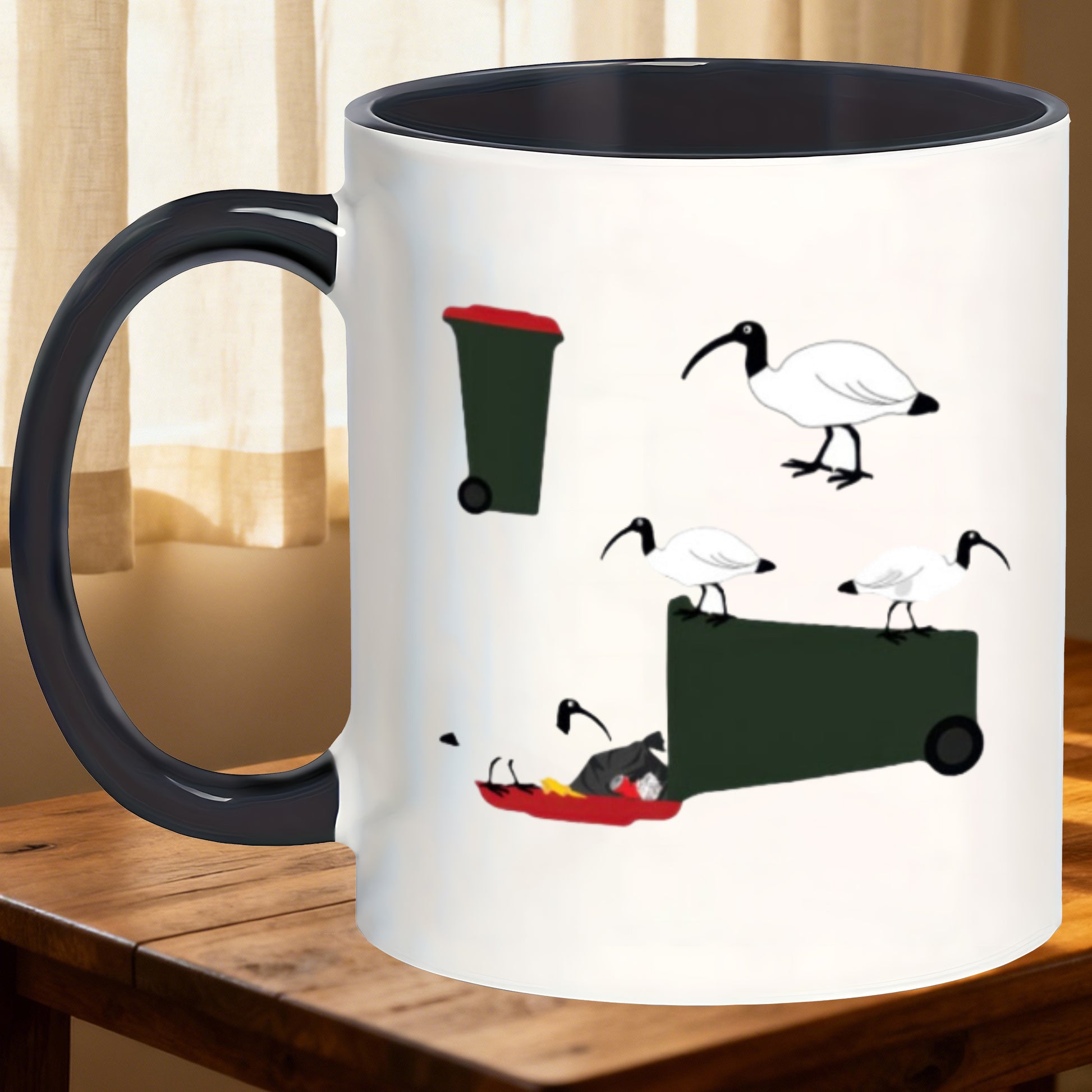 Tailorly Black Accent 11 oz Mug - chicken bin design