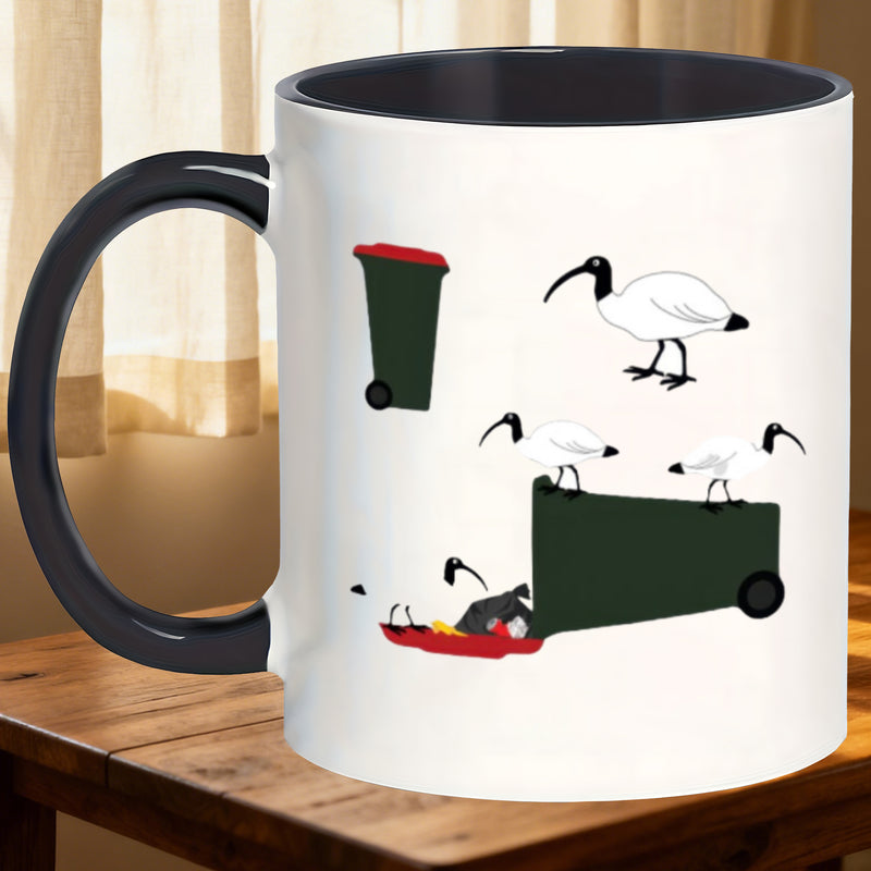 Tailorly Black Accent 11 oz Mug - chicken bin design