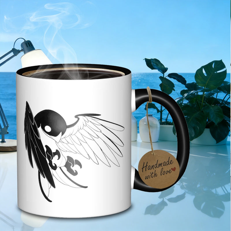 Tailorly Black Accent 11 oz Mug - yin yang creature with wings