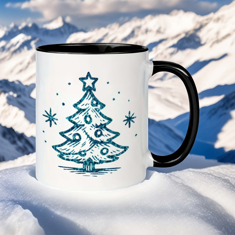 Tailorly Black Accent 11 oz Mug - christmas tree