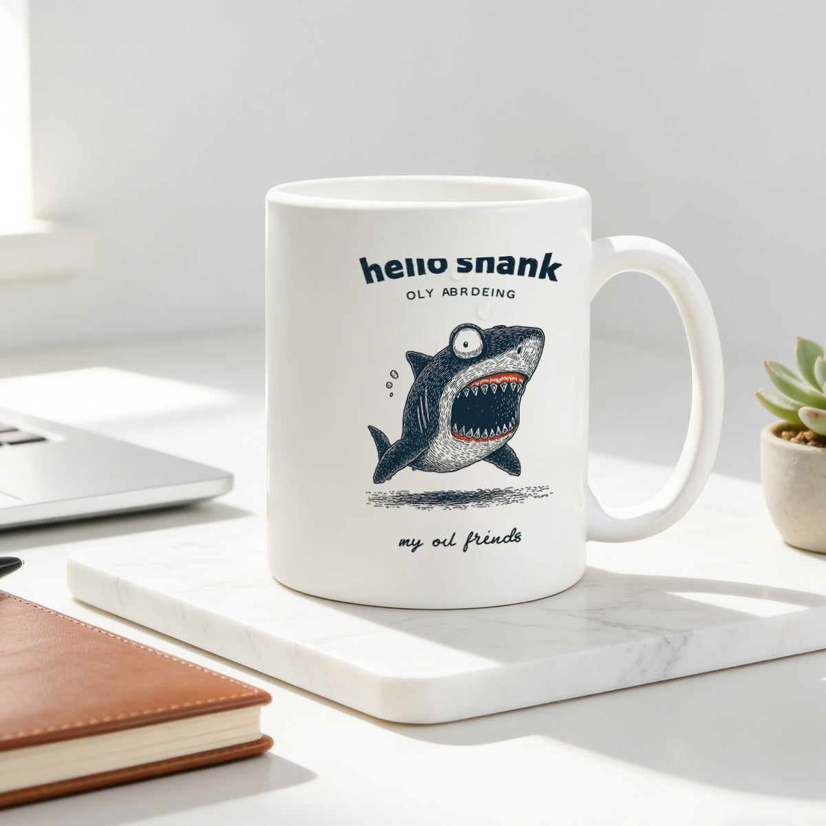 Tailorly White Ceramic 11 oz Mug - hello shank vintage line art print
