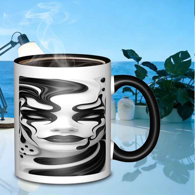 Tailorly Black Accent 11 oz Mug - monochrome vibrant coffee mug round shape break resistant suitable for daily work outdoor trips travel gift