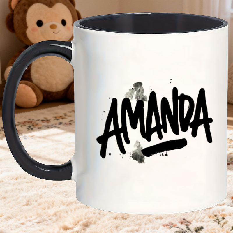 Tailorly Black Accent 11 oz Mug - multipurpose fun gift non slip heat tea graffiti style name mugs for christmas thanksgiving valentines kitchen