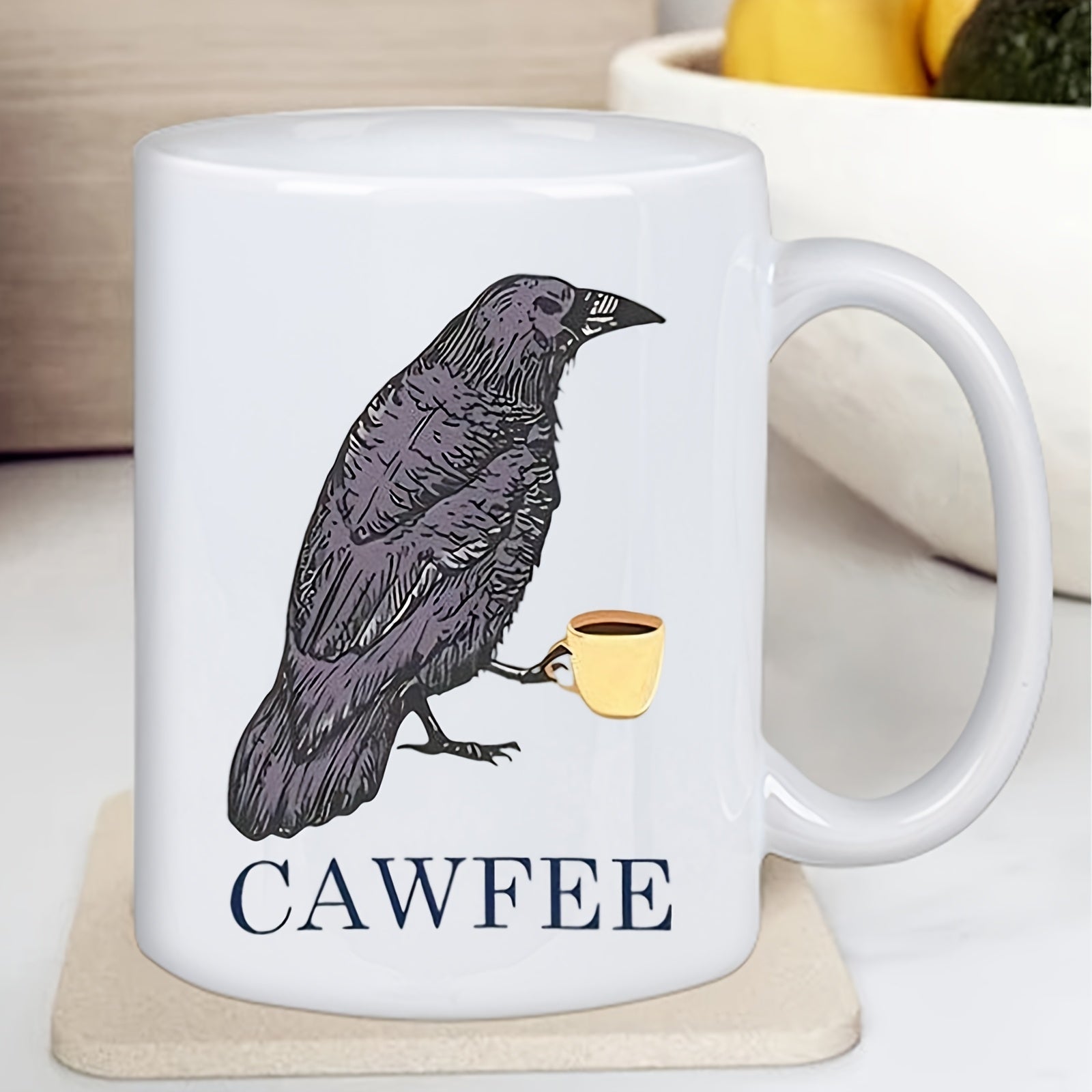 Tailorly White Ceramic 11 oz Mug - stylish trees and warm novelty print