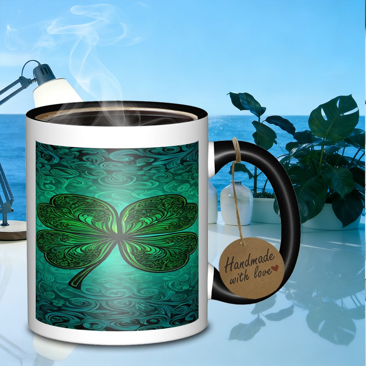 Tailorly Black Accent 11 oz Mug - floral backgrounds