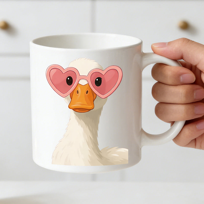 Tailorly White Ceramic 11 oz Mug - cute with fashion glasses