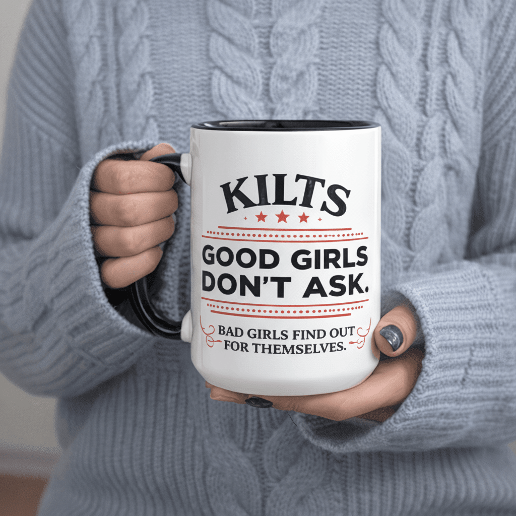 Tailorly Black Accent 11 oz Mug - Good Don T Ask Bad Find Out for Themselves text