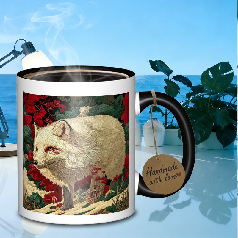 Tailorly Black Accent 11 oz Mug - portrait red floral foliageelegant natural galaxy coffee mug