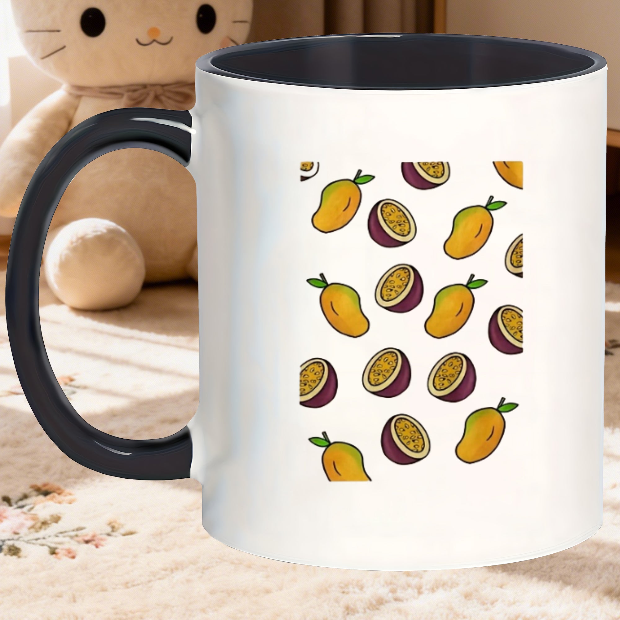 Tailorly Black Accent 11 oz Mug - fruit-themed print