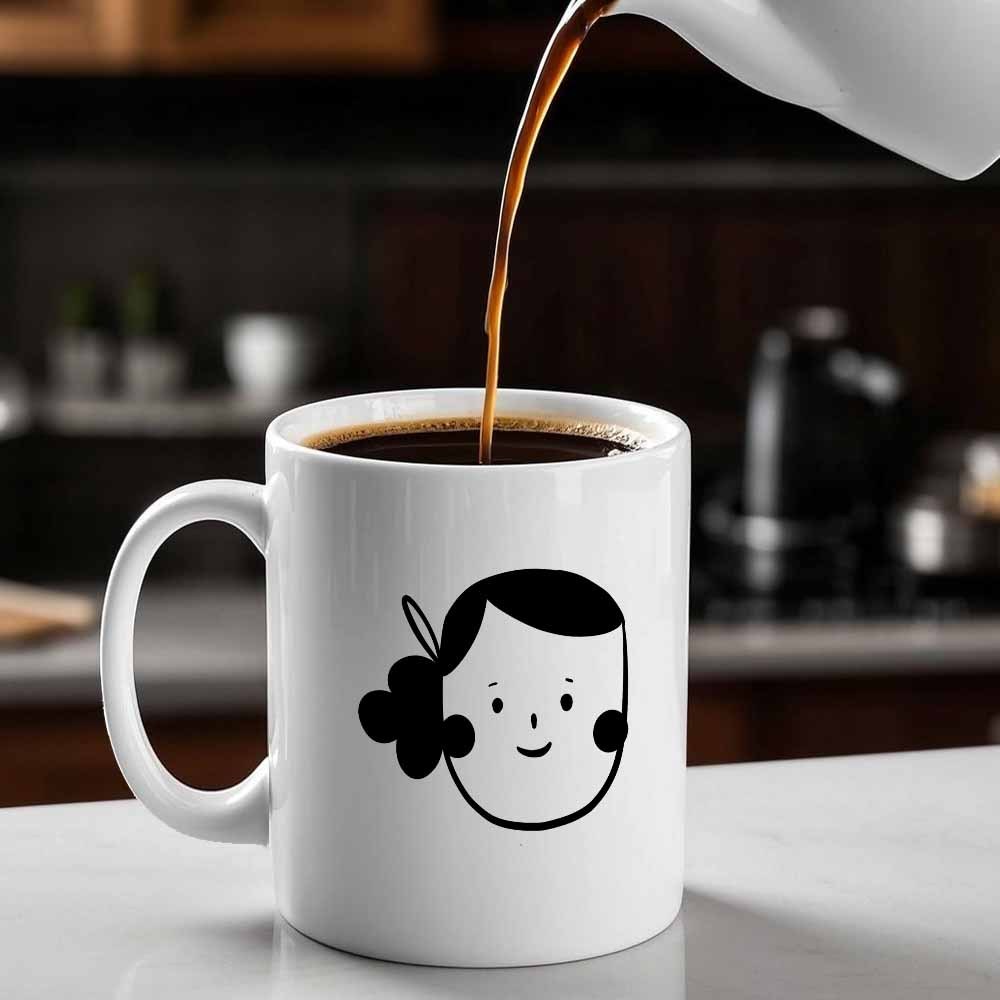 Tailorly White Ceramic 11 oz Mug - black features