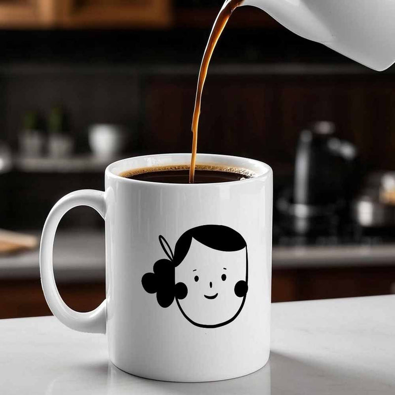 Tailorly White Ceramic 11 oz Mug - black features