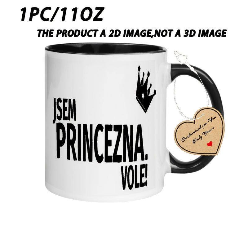 Tailorly Black Accent 11 oz Mug - 1pc Princess Mug with Lip-Fit Rim & - 11oz Ceramic Cup Suitable for Restaurants Birthday Gifts for WomenMen