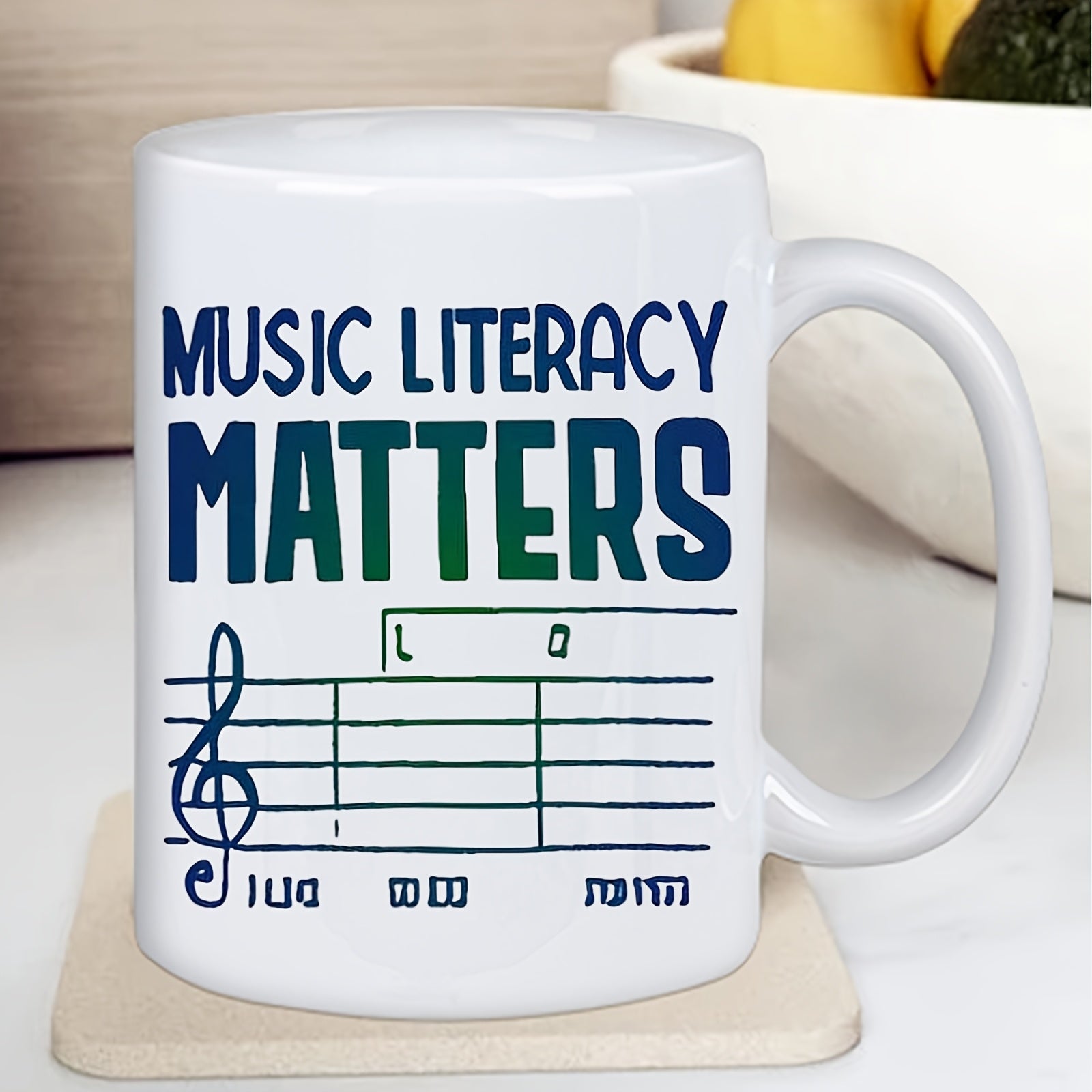 Tailorly White Ceramic 11 oz Mug - music themed