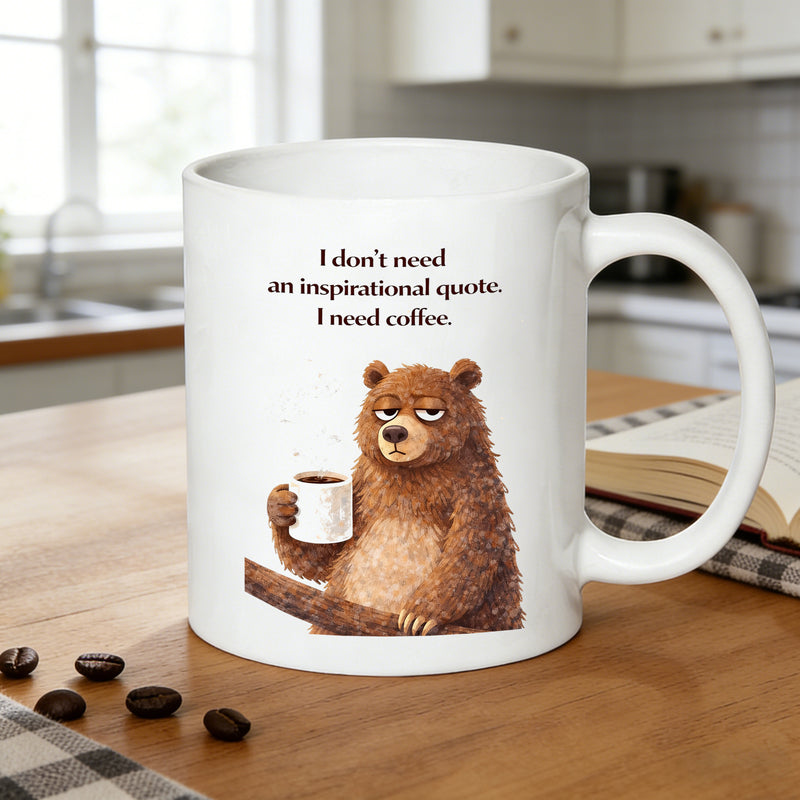 Tailorly White Ceramic 11 oz Mug - bear