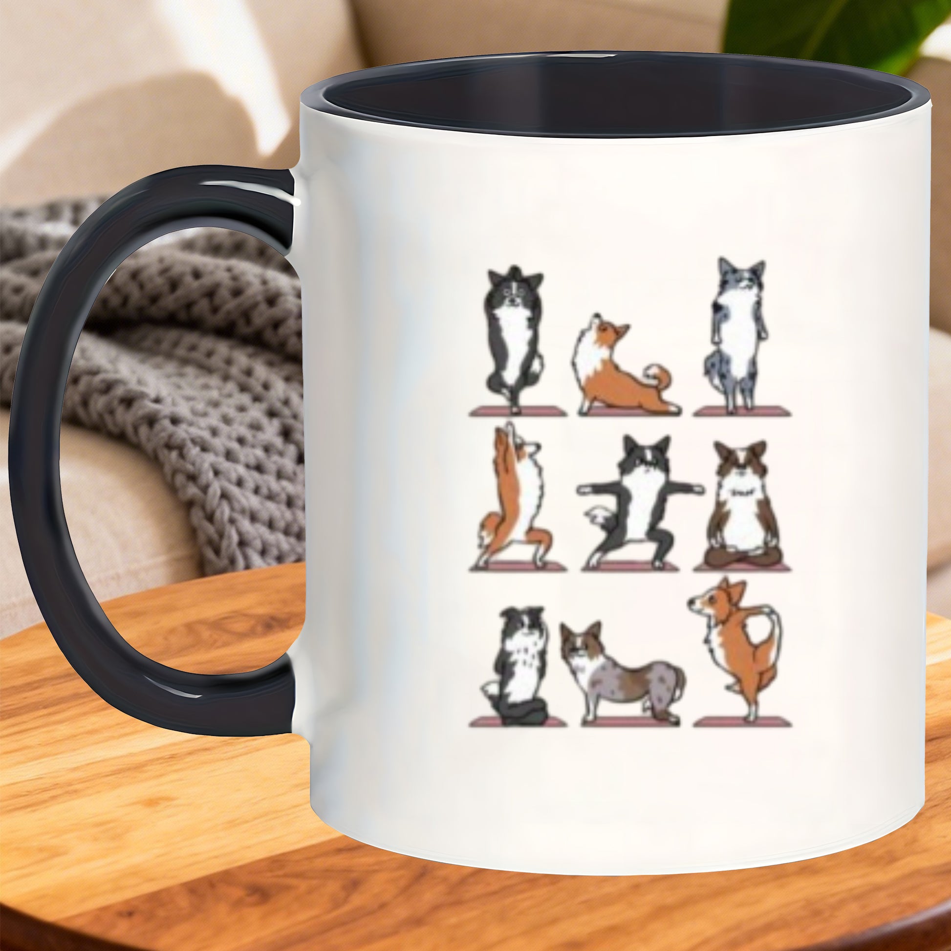 Tailorly Black Accent 11 oz Mug - sturdy ceramic mugs featuring a border collie design safe for microwave use beverages on for road trips lemonade at