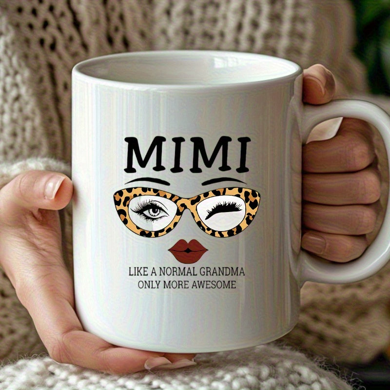 Tailorly White Ceramic 11 oz Mug - mimi text and unique glasses pattern