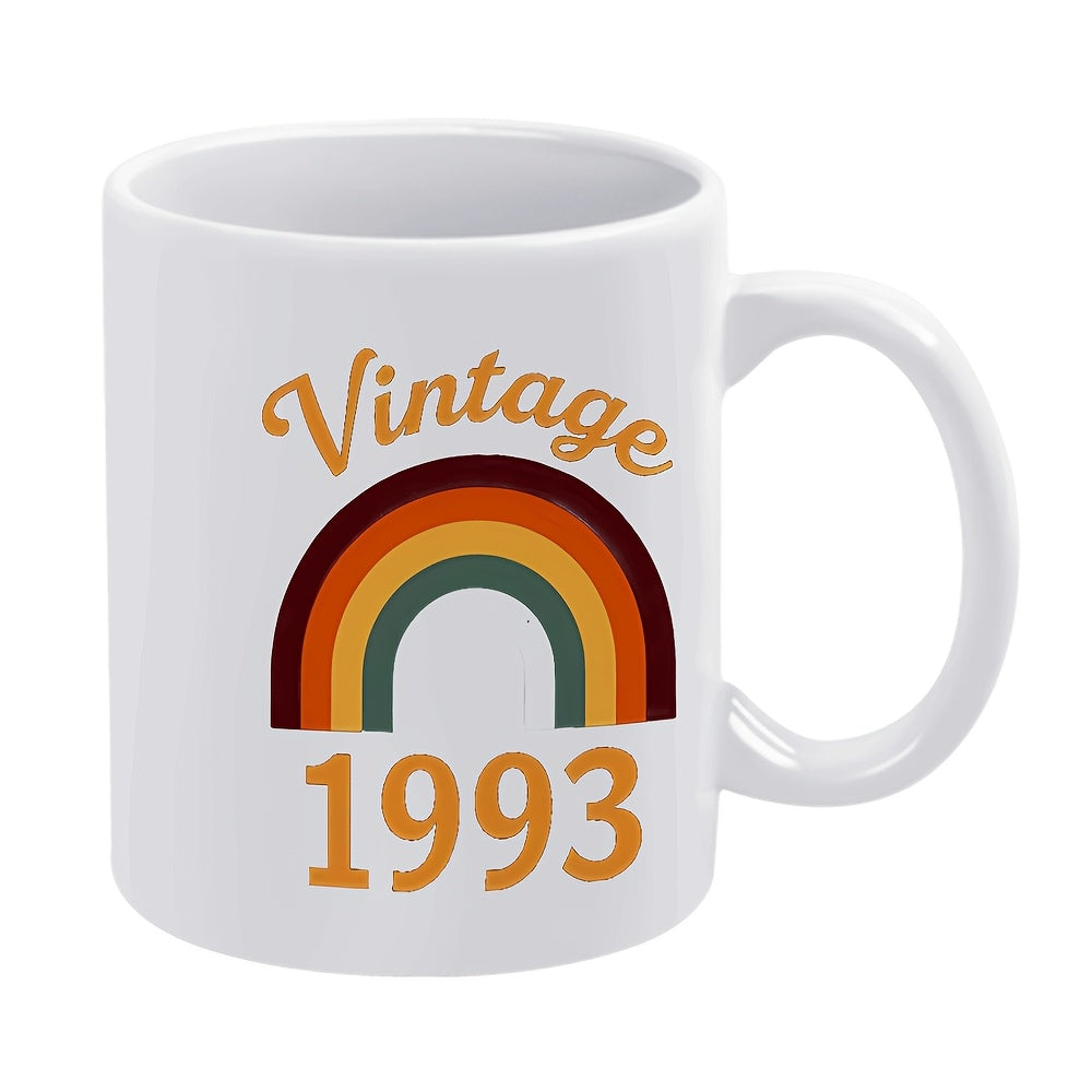 Tailorly White Ceramic 11 oz Mug - vintage rainbow multi color horizontal