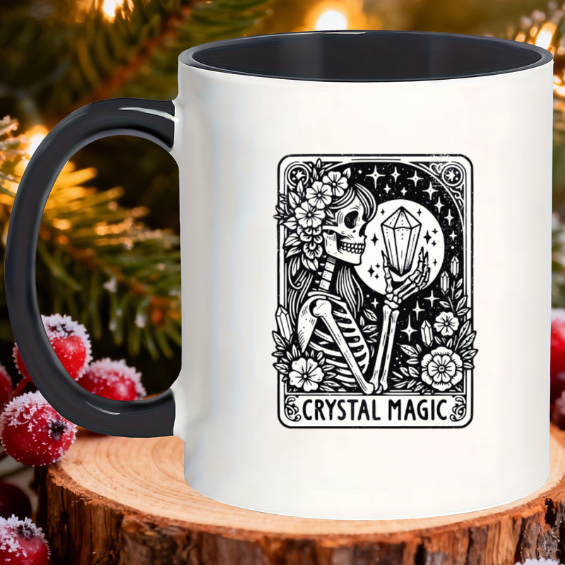 Tailorly Black Accent 11 oz Mug - coffee witch skeleton