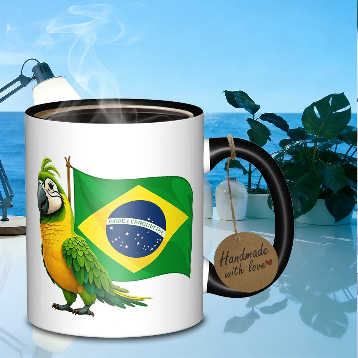 Tailorly Black Accent 11 oz Mug - brazilian parrot flagbearer