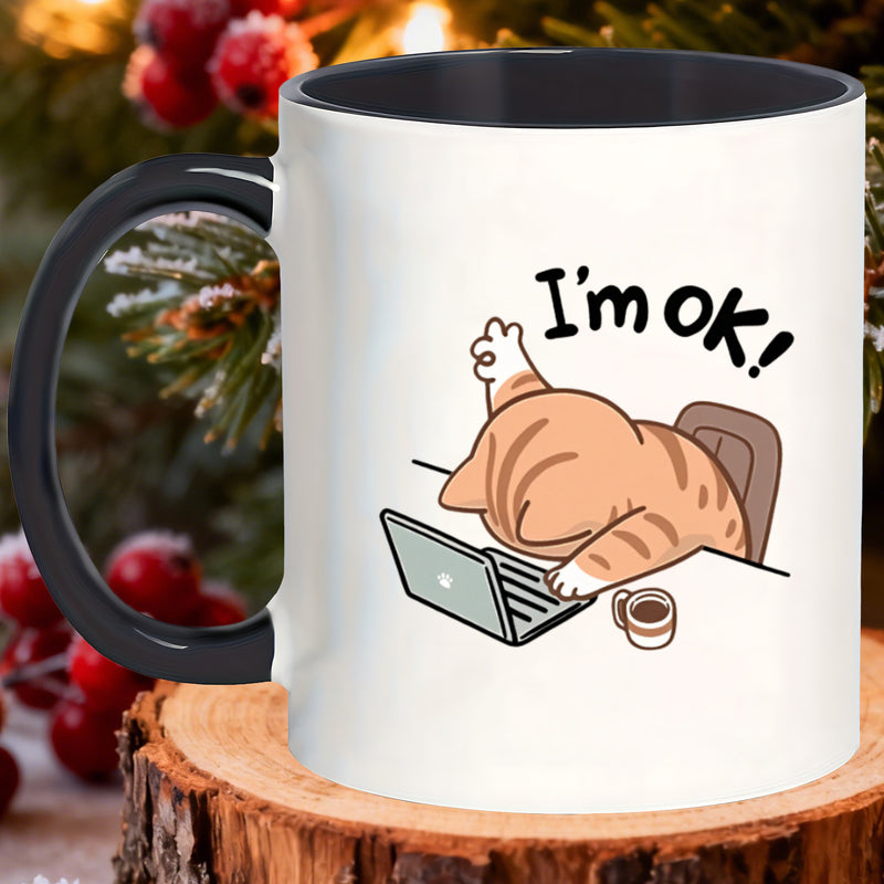 Tailorly Black Accent 11 oz Mug - crackle glaze coffee soups cider at the campsite or iced coffee