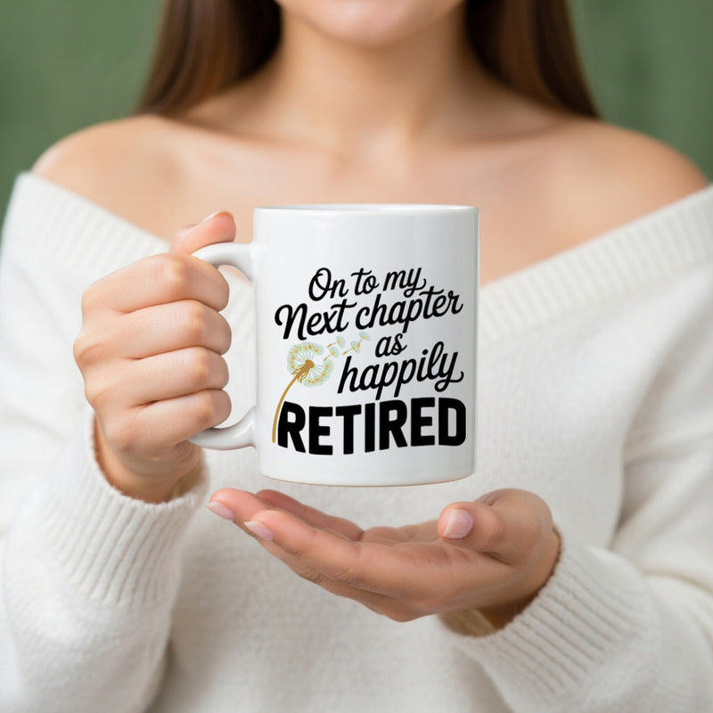 Tailorly White Ceramic 11 oz Mug - to my next chapter retired design