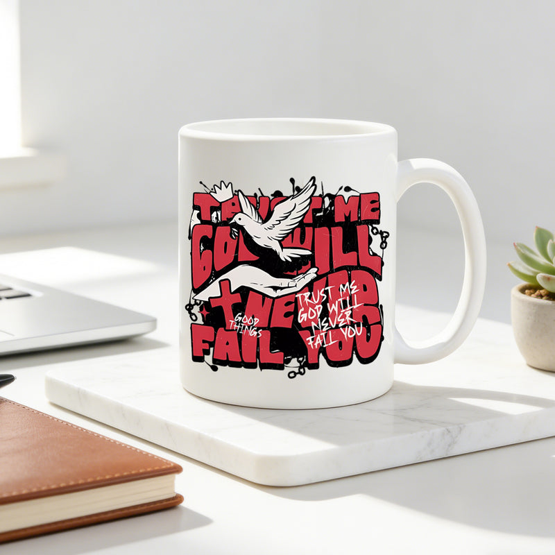 Tailorly White Ceramic 11 oz Mug - me god will you hand print inspirational faith religious gift