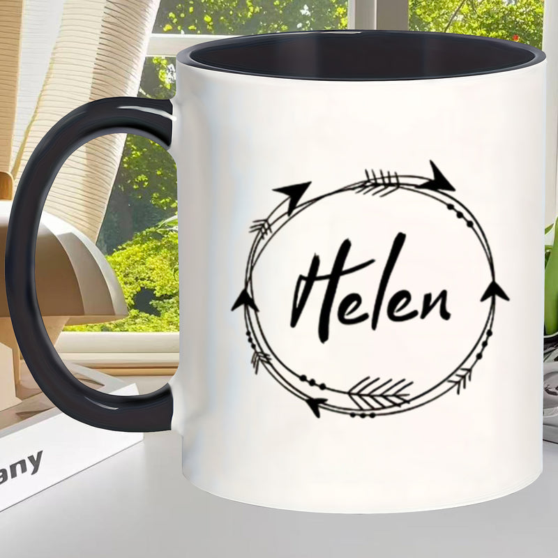 Tailorly Black Accent 11 oz Mug - name and arrow design