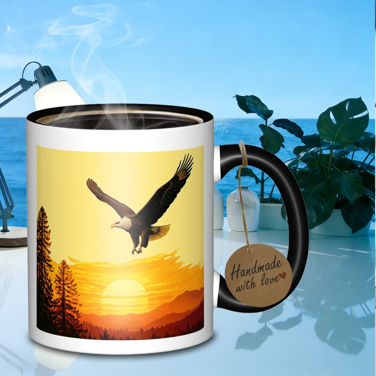 Tailorly Black Accent 11 oz Mug - bald sunset scene