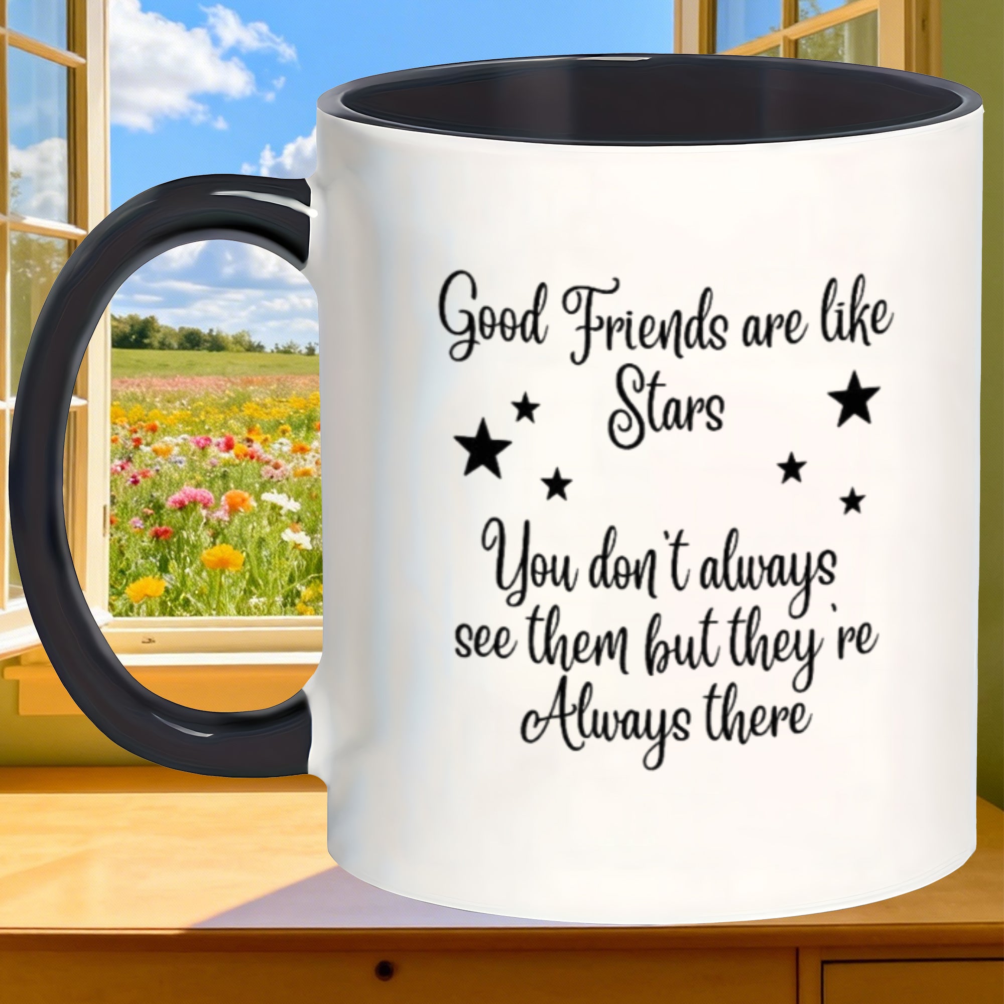 Tailorly Black Accent 11 oz Mug - quote about being like stars