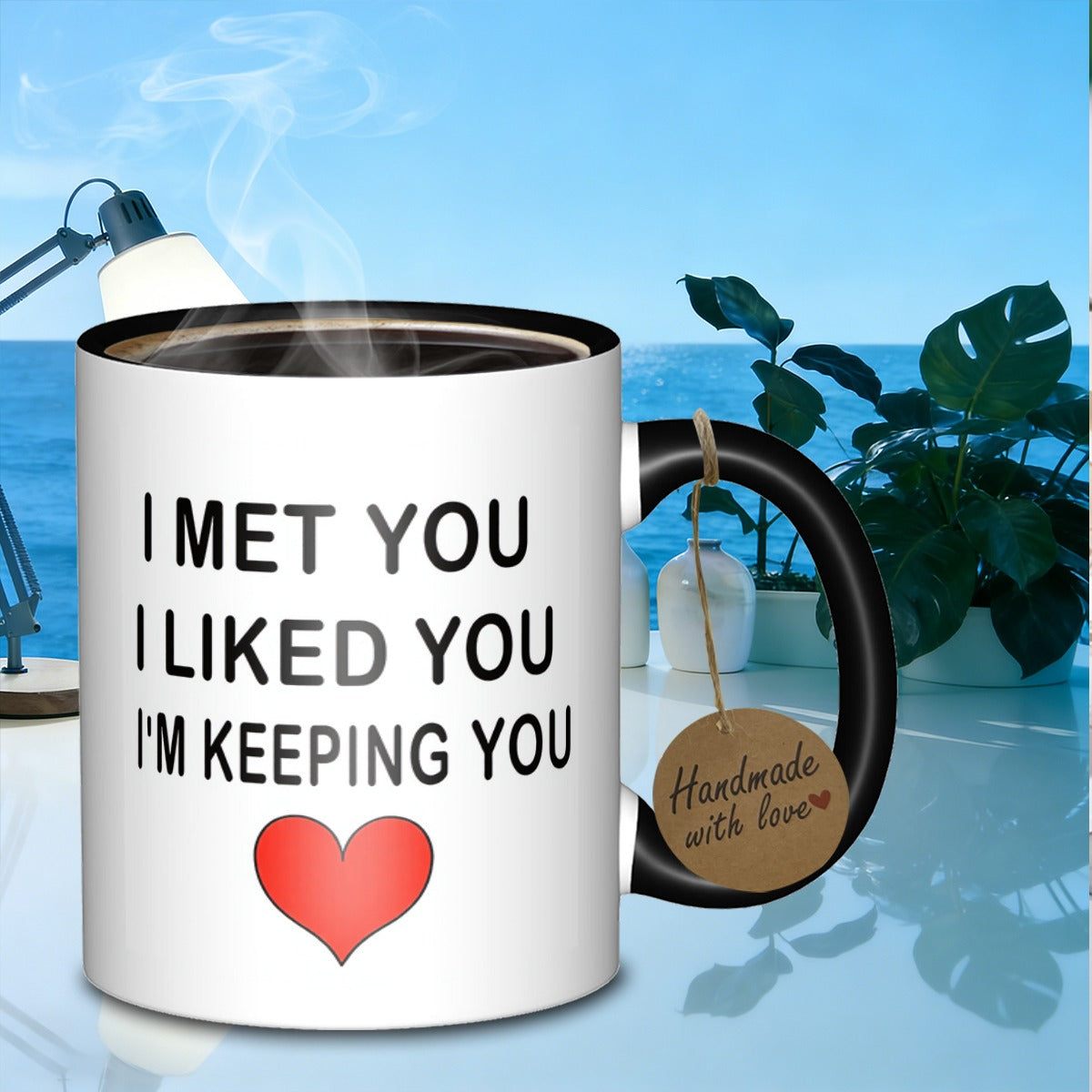 Tailorly Black Accent 11 oz Mug - i i you im keeping you textcontemporary drinkware galaxy mug ceramic suitable for daily work outdoor trips travel