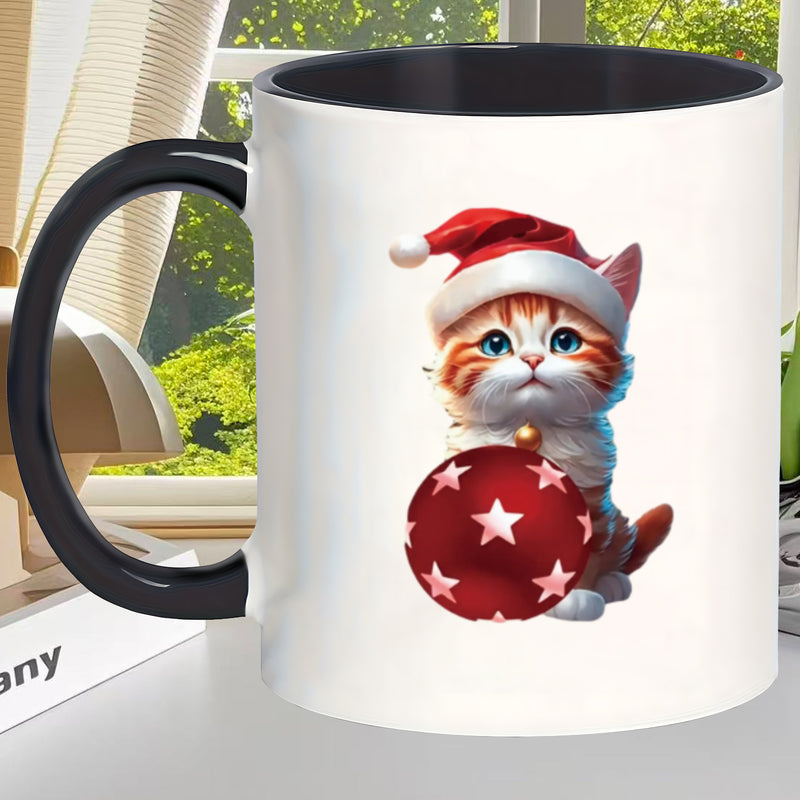 Tailorly Black Accent 11 oz Mug - red ornament design