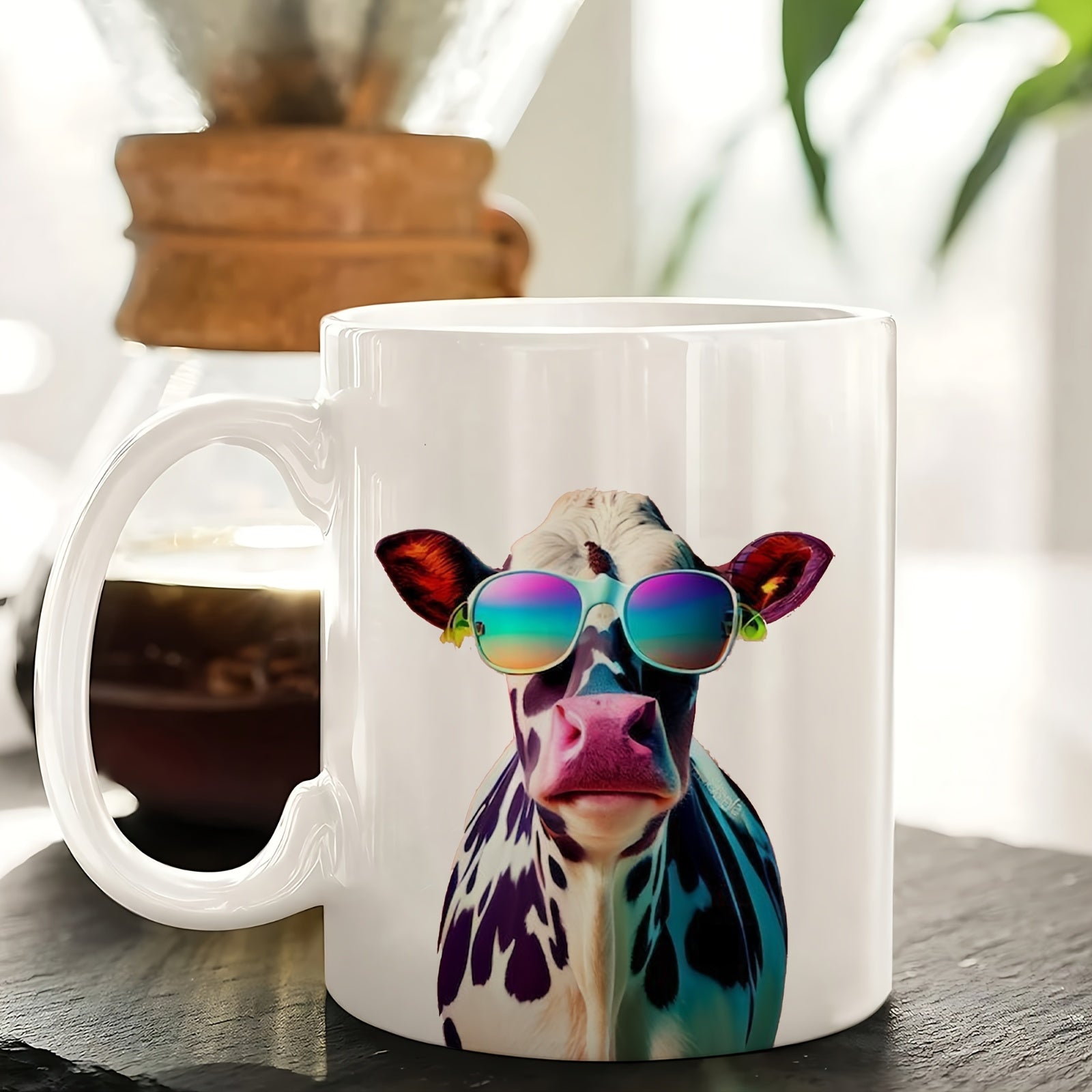 Tailorly White Ceramic 11 oz Mug - funny cow glasses cow design
