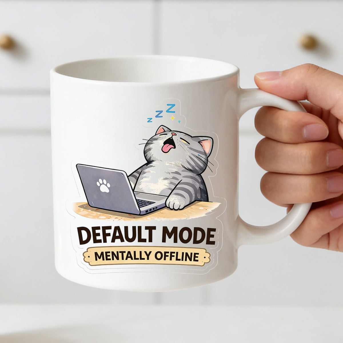 Tailorly White Ceramic 11 oz Mug - cat