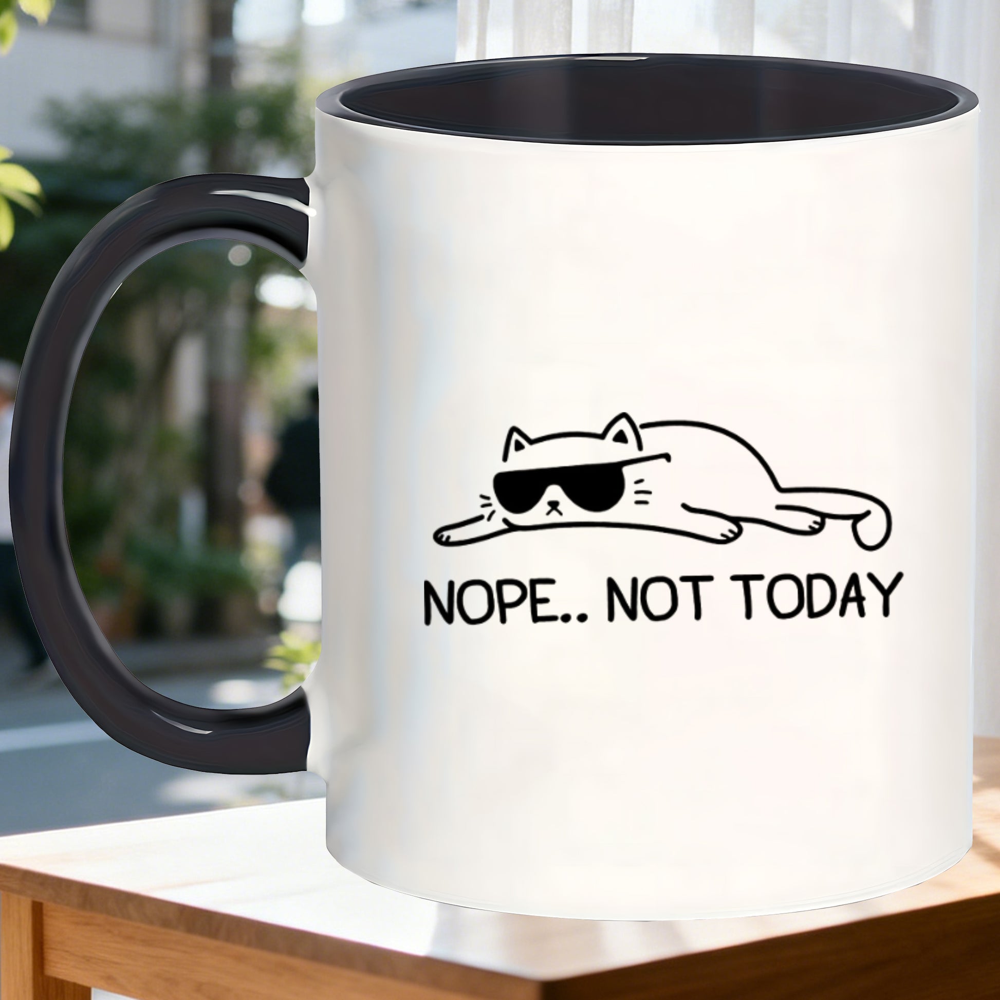 Tailorly Black Accent 11 oz Mug - coffee bar accessories cozy walled insulated cute cat glasses t mugs perfect gift for father husband