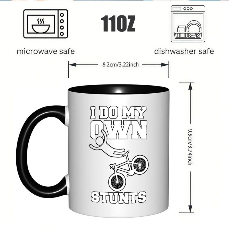 Tailorly Black Accent 11 oz Mug - motorcycle stunt design with the slogan perfect as a birthday thanksgiving hal