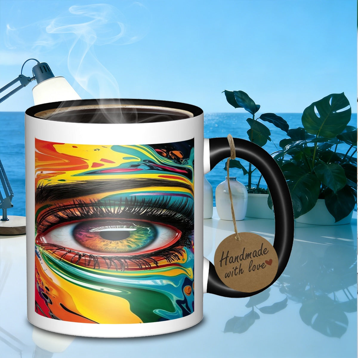 Tailorly Black Accent 11 oz Mug - vibrant eye abstractelegant