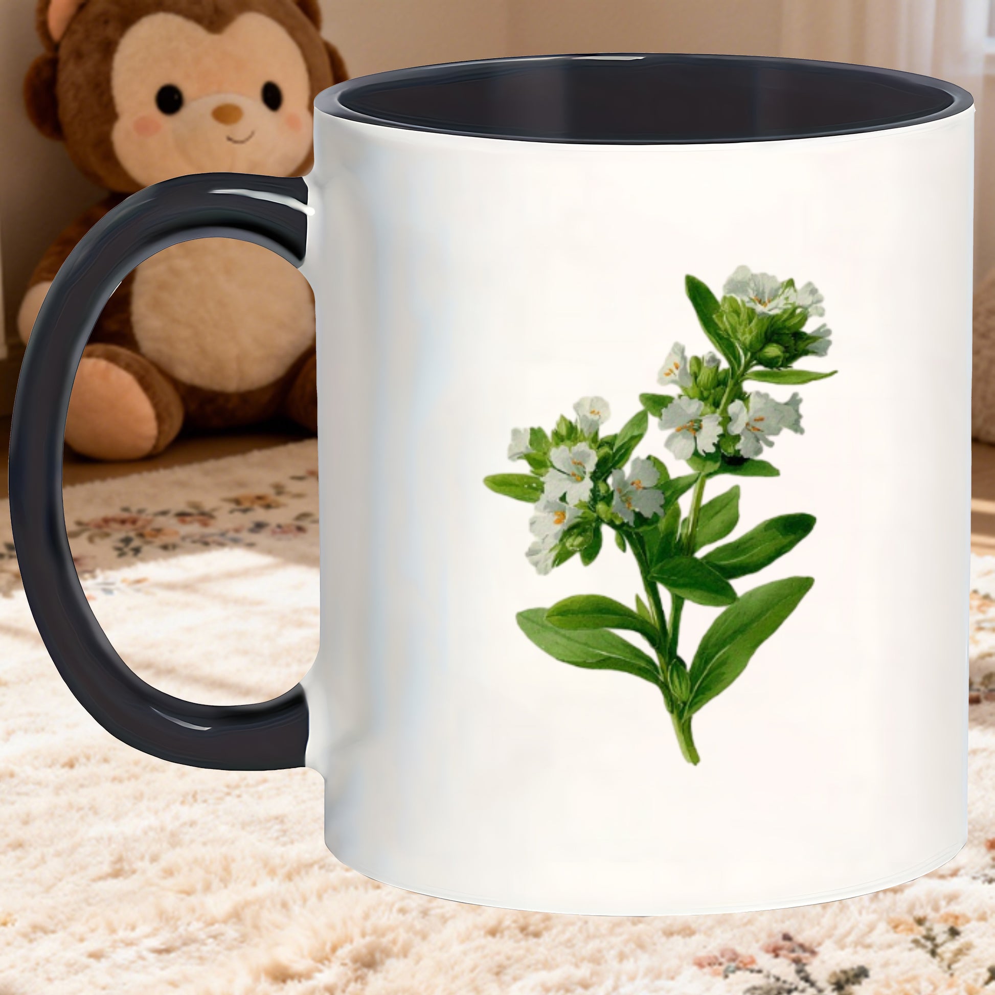 Tailorly Black Accent 11 oz Mug - floral