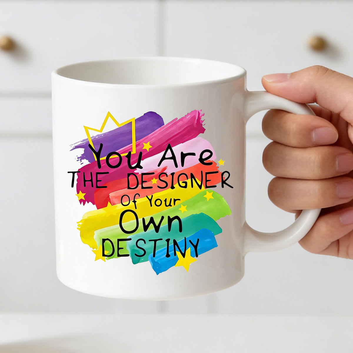 Tailorly White Ceramic 11 oz Mug - vibrant paint design