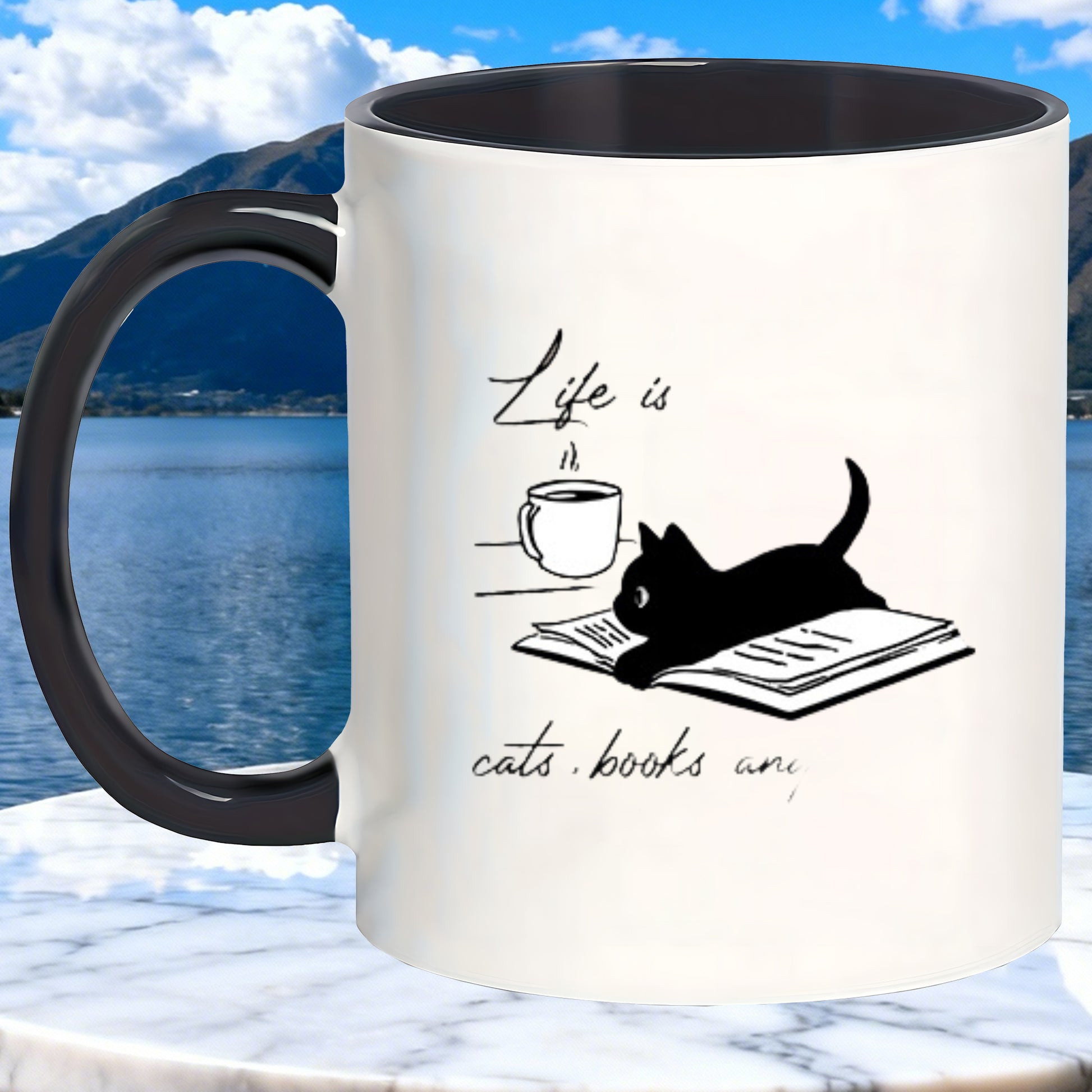 Tailorly Black Accent 11 oz Mug - book-themed print