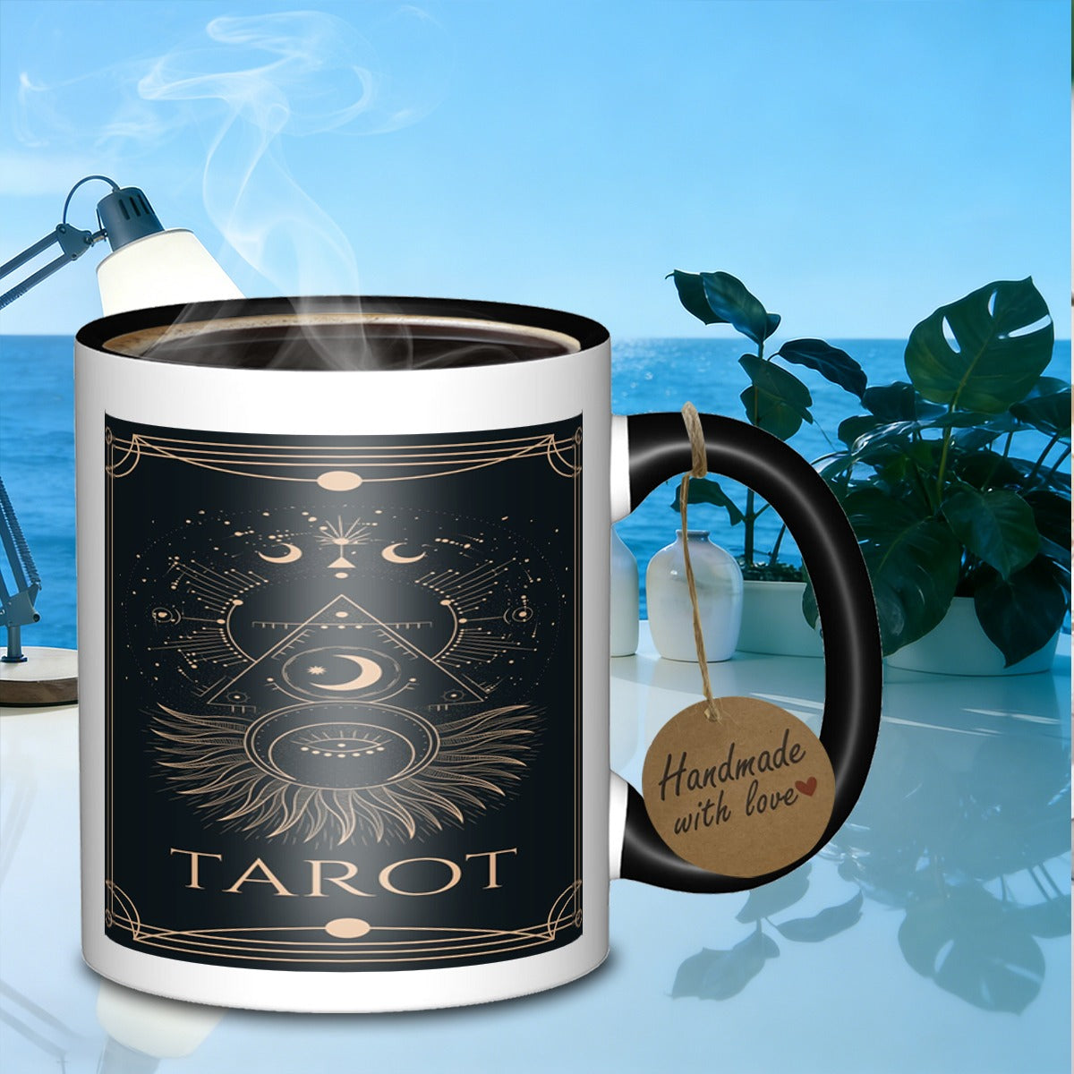 Tailorly Black Accent 11 oz Mug - celestial symbolism
