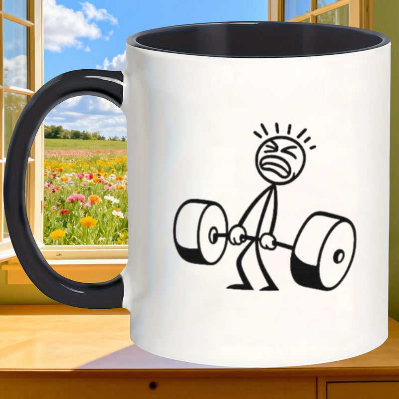 Tailorly Black Accent 11 oz Mug - multipurpose fun gift non slip heat tea gym weightlifting 1 mugs friends colleagues dad mom