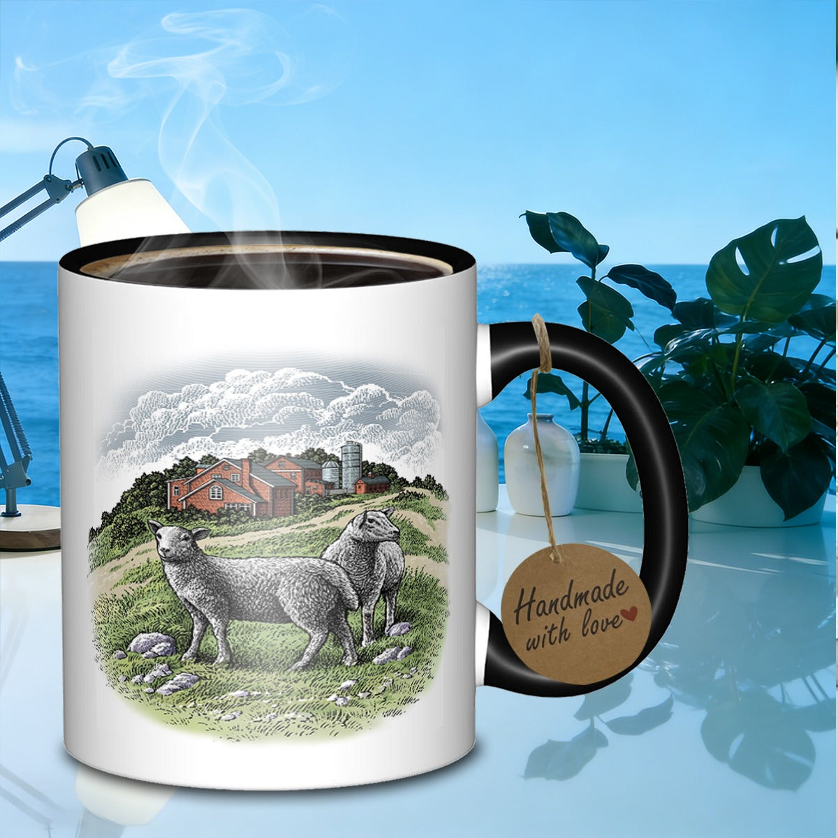 Tailorly Black Accent 11 oz Mug - sheep at farmhouse design
