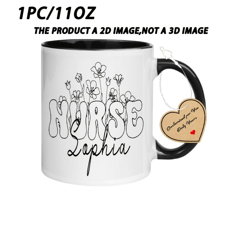 Tailorly Black Accent 11 oz Mug - Nurse-themed design