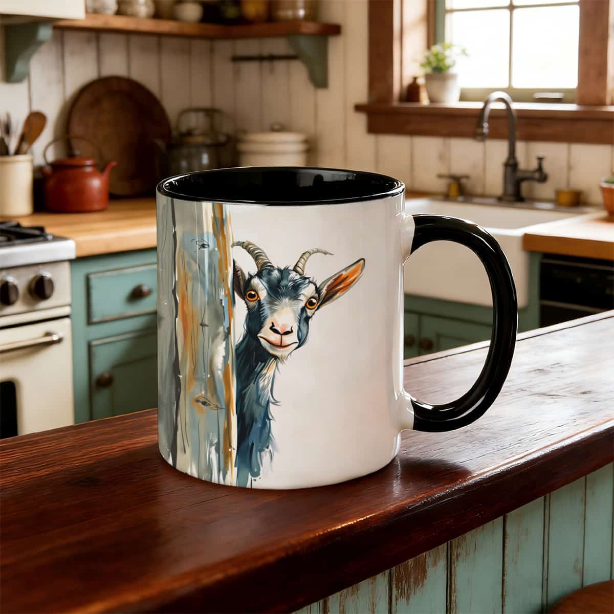 Tailorly Black Accent 11 oz Mug - sheep shape