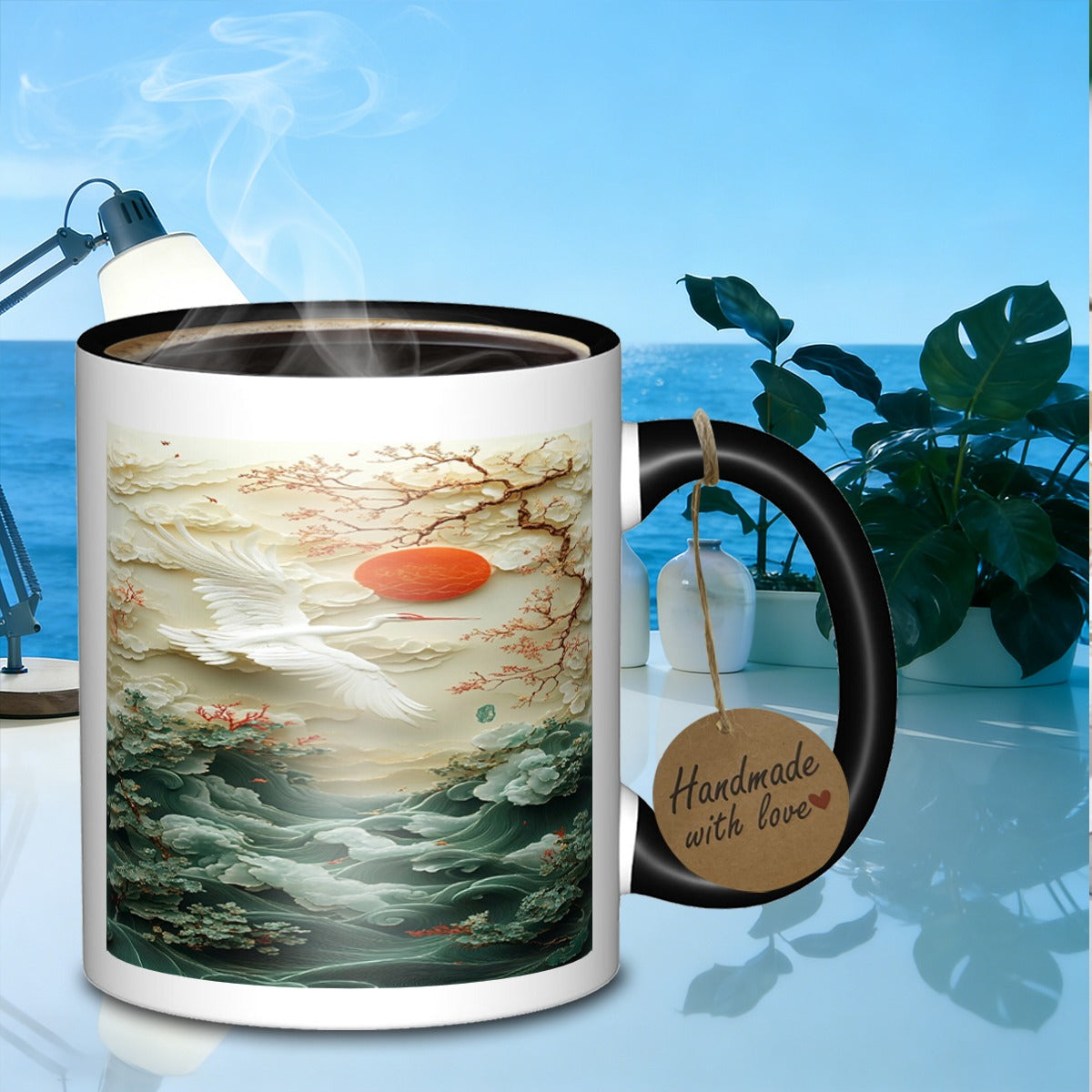 Tailorly Black Accent 11 oz Mug - waves